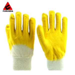 Latex coated Cotton Work Glove/safety labor gloves/labor protection cotton gloves knitted nylon coated black nitrile gloves