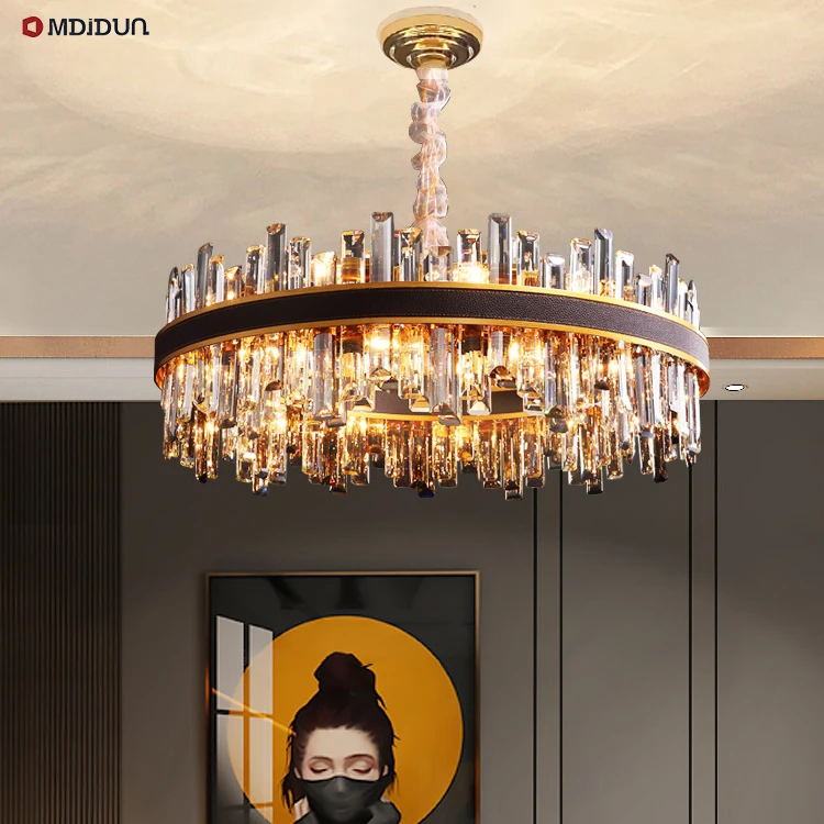 LED K9 Crystal Round Lustre Modern Living Room Chandeliers Bedroom Office Lighting