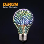 Lighting 3D Fireworks Light Bulb 4W E27 Colorful LED Bulb Glass Decorative Lamp for Holiday Christmas Star shape , DEC-3D