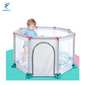 Linxtech Wholesale safety detachable Octagon lightweight baby walker play game sleeping fold easy to carry baby playpen
