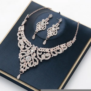 Luxurious styles rose gold Bridal wedding crystal jewelry sets