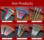 Luxury Big Carat Diamond Crystal Pen Gem Metal Ballpoint Pen Ring Wedding Office Metal Ring Roller Ball Pen with High Quality
