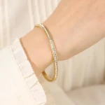 Luxury Designer Gold-Plated Womens Bracelet High-Mouth Fashion Couple Full Clock Silver Bangles New Feature Jewelry