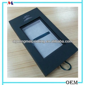 Luxury paper cases & packaging paper gift boxes with clear pvc window for mobile phone charger