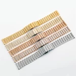 Luxury  Solid Metal  Watch Chain,  9 Beads 316L Stainless Steel Watch Strap Metal Bracelets With Butterfly Buckles 18 20 22mm