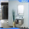 Luxury Space Saving Wall Mounting High Gloss Stainless Steel Bathroom Vanities With Ceramic Sink