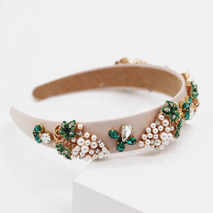 Luxury women crystal jewelled hairbands flower rhinestone pearl baroque headband
