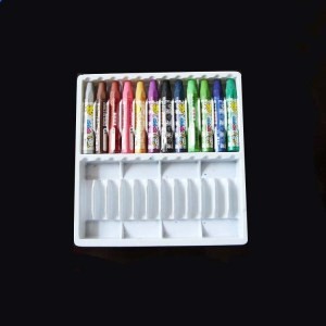 Machine to make disposable plastic transparent wax crayon pen packaging insert tray box