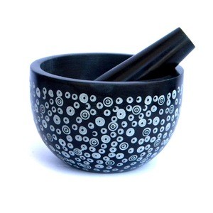 Made in India Herb and Spice Tools Hand Made Eco -Friendly Natural Stone Soapstone Hand Crafted Hand Carved Mortar and  Pestle