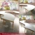 Import MDF top dining room furniture half moon restaurant tables and chairs from China