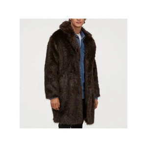 Men winter clothing wide lapel faux fur long coat