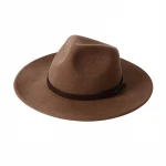 Men Women Wide Brim Fedora Hat Western Wool Cowboy Felt Hats