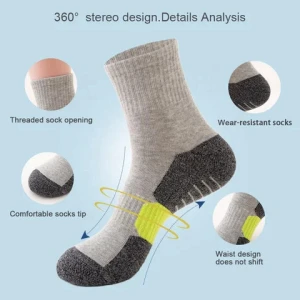 Mens Mid-Calf Sweat Absorbent Breathable Outdoor Hiking and Running Socks Anti-Odor Cotton Crew Factory Wholesale