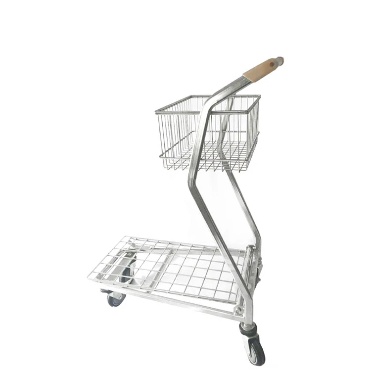 Metal Supermarket Fruit And Vegetable Shopping Cart Unfolding Shopping Trolleys