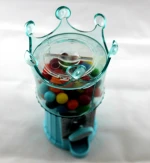 Mini Vending Machine Candy Packaging Toy Plastic Bulk Candy Dispenser with top crown