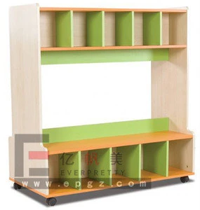 Mobile Book Organizer with 4 Rolling Casters/Storage Trolley for Library Furniture