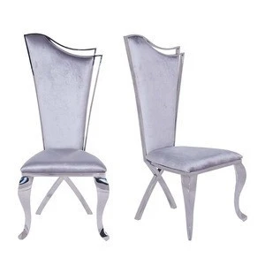 modern high back velvet stainless steel dining chairs