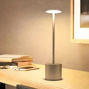 Modern Hotel Style Energy Saving Aluminium USB Rechargeable Battery LED Cordless Restaurant Table Lamp For Dinner