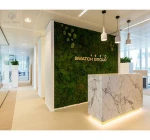 Modern look marble finish design overhang lighting CORIANS solid surface beauty salon reception counter desks