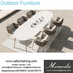 modern Outdoor Furniture Garden Dining Table Set Dining Table rope Chair Set