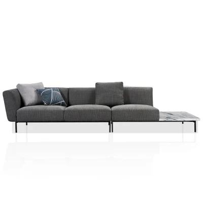 Modern Simple Living Room Combined Furniture Couch Modern Fabric Sofa with Marble