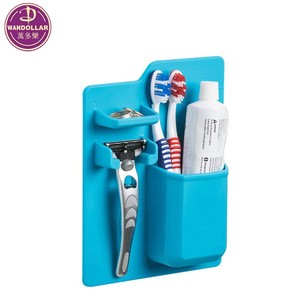 Multi-function Bathroom Waterproof Toothpaste and Razor Mount Silicone Toothbrush Wall Holder