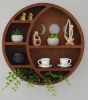 multi-functional ornament storage rack living room home decor bamboo wooden moon wall shelves