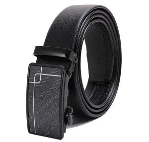 N662 Wholesale Custom New Adjustable Casual Automatic Buckle Belt Fashion Lxurury Business Men Black Genuine Leather Belts