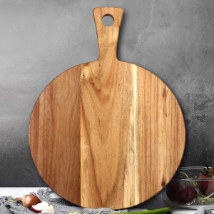 Natural Durable Countertop Round Cutting Board Wooden Cutting Board With Handle