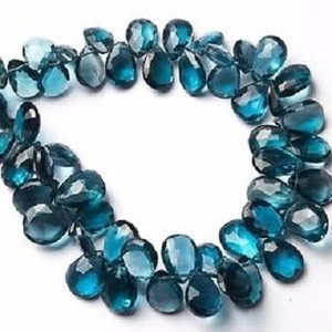 Natural London Blue Topaz Stone Faceted Pear Shape Briolette Beads