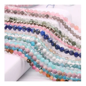 Natural stone faceted loose beads 2mm sun stone for jewelry making necklace bracelet accessories gift for women