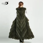 New Design Womens Slim Outerwear Genuine Long Fox Girls Fur Vest