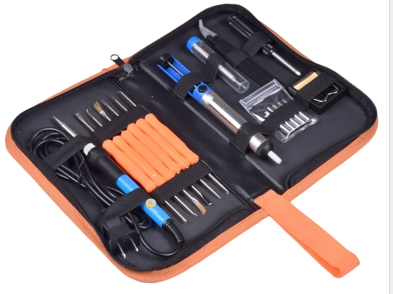 New EU Plug 220V 60W Adjustable Temperature Electric Soldering Iron Kit+5pcs Tips Portable Welding Repair Tool