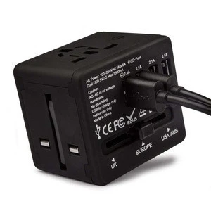 new items in year 2017 universal travel adapter 4 usb with safety shutter