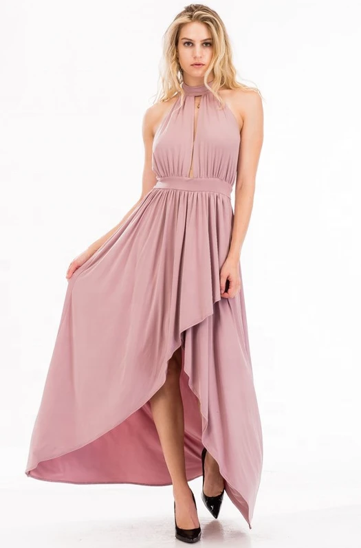 New look custom made latest designs women summer party backless halter evening dress
