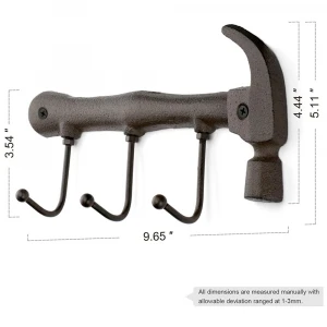 Newest Amazon Steel Hammer Wrench Wall Mounted Hanger Hook Tool Cast Iron Key Coat Hook Metal Towel Holder J Hook Hanger