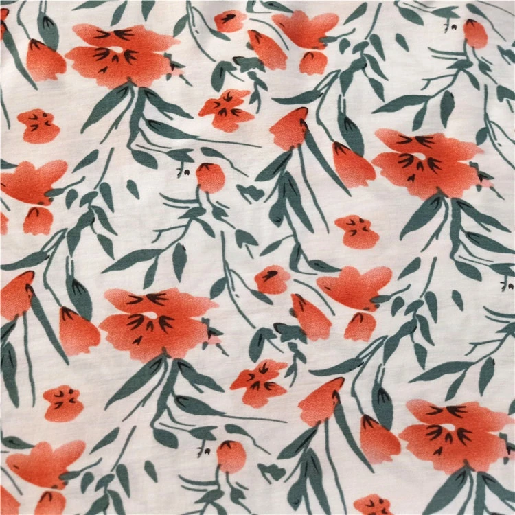 Newest flower design decent printed rayon fabric