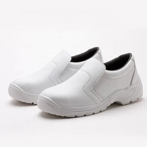 No Lacing Dual Sewed Stitching White Safety Shoes with Antistatic