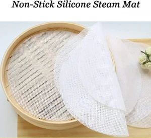 Non stick Silicone Steamer Liners Mesh Mat Pad Steamed Buns Dumplings Baking Pastry Dim Sum Mesh