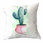 Nordic digital printing velvet pillow cactus silk cushion for home decorative