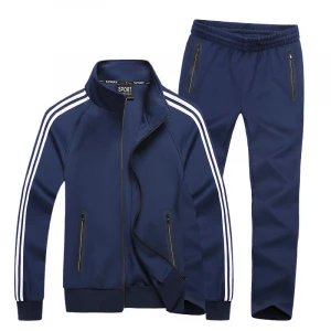 OEM Custom Logo Men&#x27;s 2 Piece Solid Color Sportswear Jogger Set Sweatsuits Tracksuits