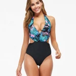 one piece swimsuit women print  bodysuit swimwear push up monokini solid bathing suit beachwear swimming suit