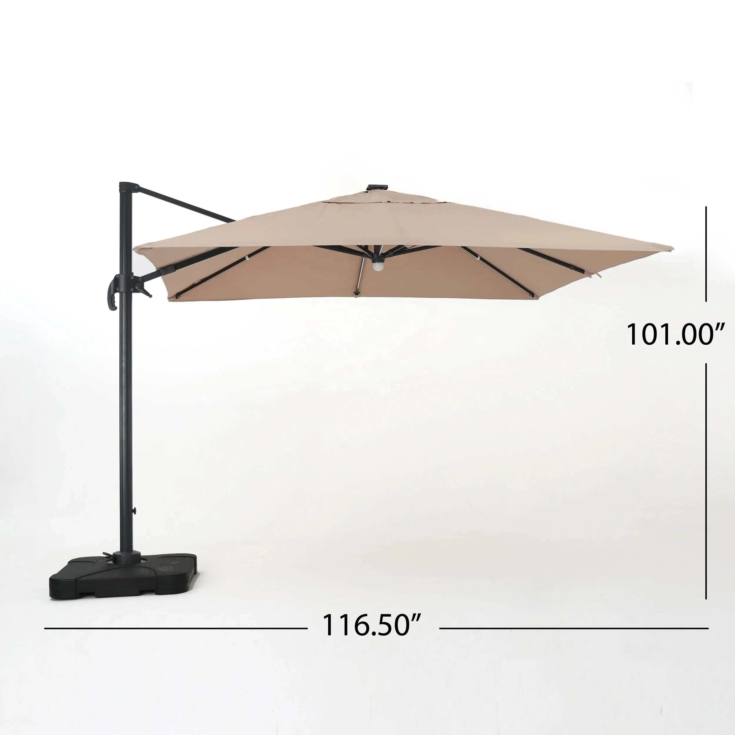 Outdoor 9.7ft Canopy Umbrella with Base and Solar Light Strip
