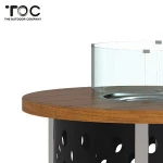 Outdoor Safty High Temped Glass Garden Patio Backyard Round Gas Fire Pit Table