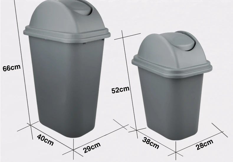 outside Street swing top trash can wholesale high strength plaza 32L 45L PP plastic garbage can