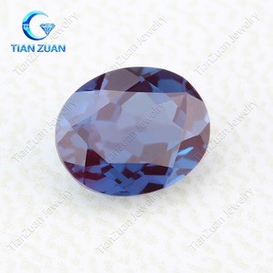 Oval shape natural cut synthetic Alexandrite loose gemstone