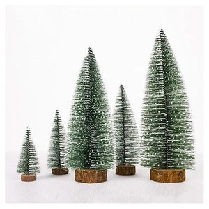 Pafu Xmas Holiday Party Home Tabletop Tree Decoration Small Pine Tree with Wooden Bases Mini Christmas Tree