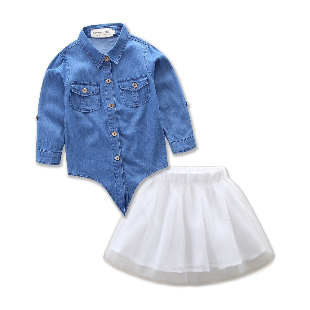 parent-child outfit  mother and daughter denim coat+tutu dress 2 pcs mommy and me family clothes set girl
