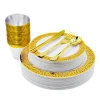 Partycool Wedding Decoration Supplies Gold Silver Luxury Disposable Dinner Plastic Plates Dinnerware Sets