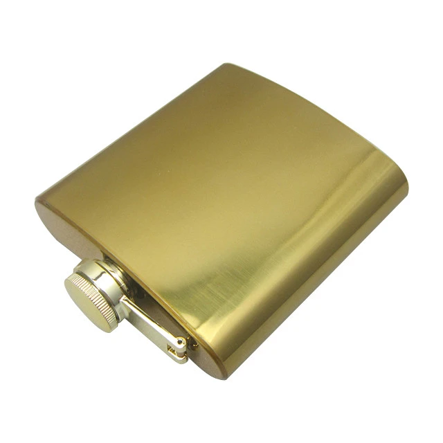 Personalized 6OZ stainless steel gold-plated outdoor portable hip flask